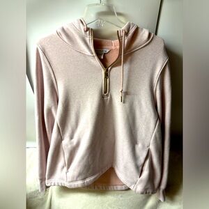 Athleta Pink Hooded Half Zip Fleece Lined Sweatshirt, Women’s Size Large